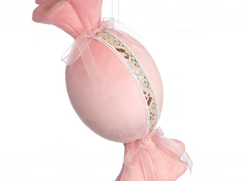 Goodwill Christmas Decorative Items Fabric Trim Candy Pink Creme T 79082