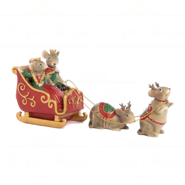 Goodwill Christmas Decorative Items Royal King Queen Mouse Sleigh Set Red Gold Brown Green D 44053