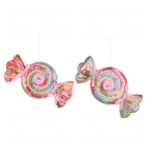 Goodwill Christmas Decorative Items Brocade Floral Display Candy Pink Blue Yellow Green T 80010