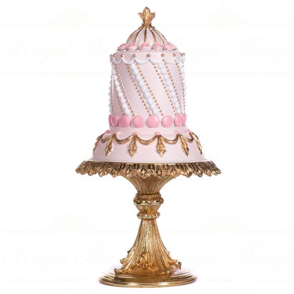 Goodwill Christmas Decorative Items Cake Pie On Stand Pink Gold D 45479