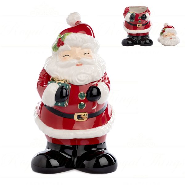 Goodwill Christmas Decorative Items Ceramic Santa Cookie Jar Red White Black D 44122