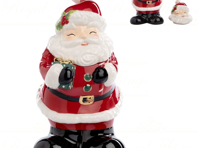 Goodwill Christmas Decorative Items Ceramic Santa Cookie Jar Red White Black D 44122