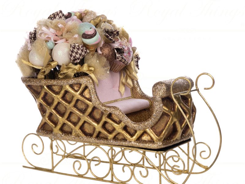 Goodwill Christmas Decorative Items Chocolicious Candy Waffle Sleigh Brown Pink Gold B 89159