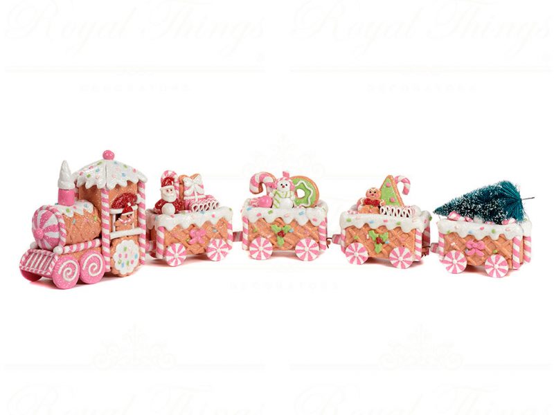 Goodwill Christmas Decorative Items Clay Gingerbread Train Pink White Green Kl 60214
