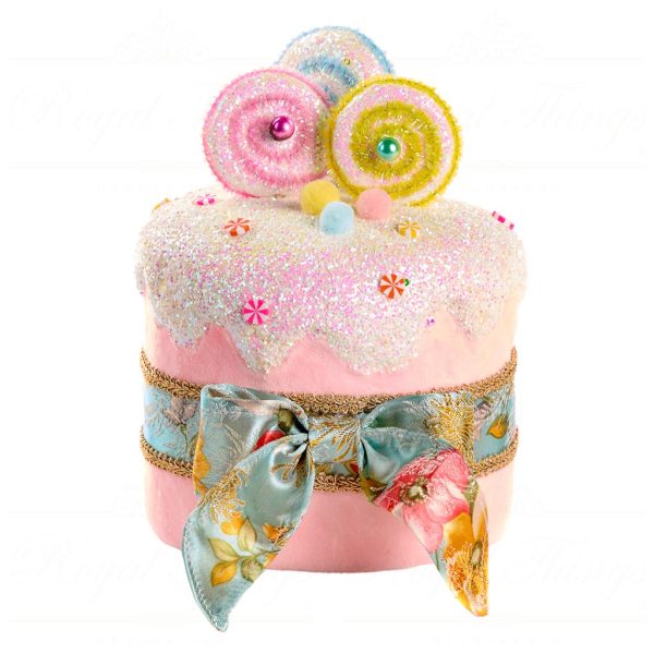 Goodwill Christmas Decorative Items Fabric Cake With Bow Pink Blue White Yellow T 80012