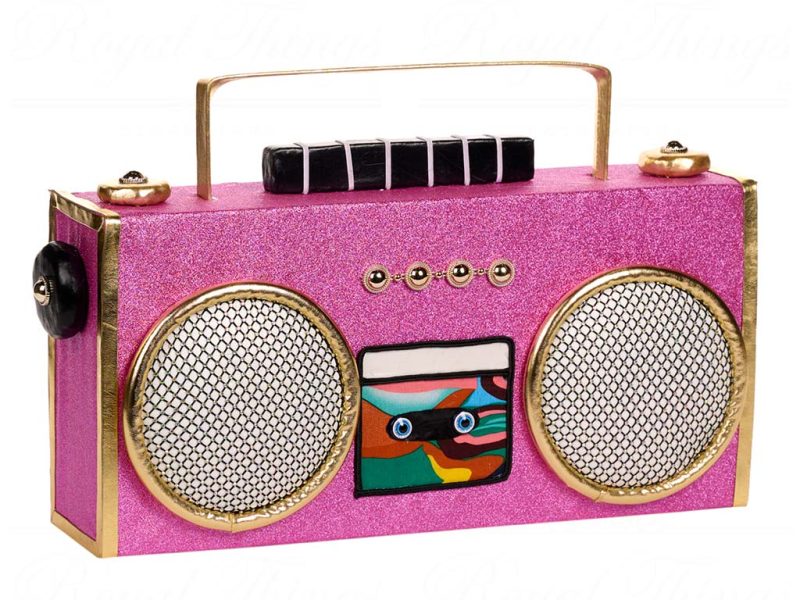 goodwill christmas decorative items fabric funky radio pink gold black T 80089