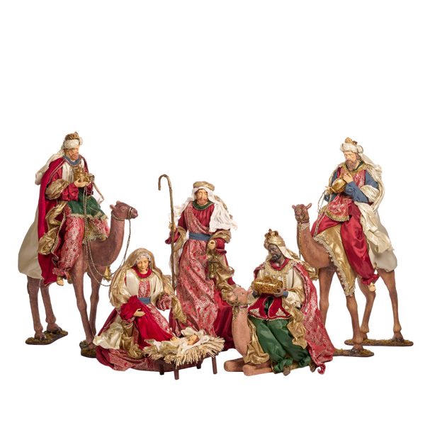 Goodwill Christmas Decorative Items Fabric Holy Family Kings Camel Set Red Cream Green Brown Gold Z 40511