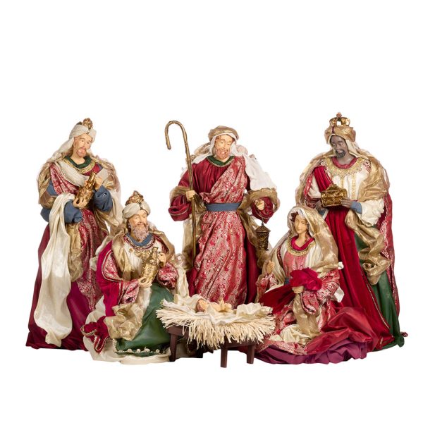 Goodwill Christmas Decorative Items Fabric Holy Family Kings Set Red Cream Gold Green Z 40512
