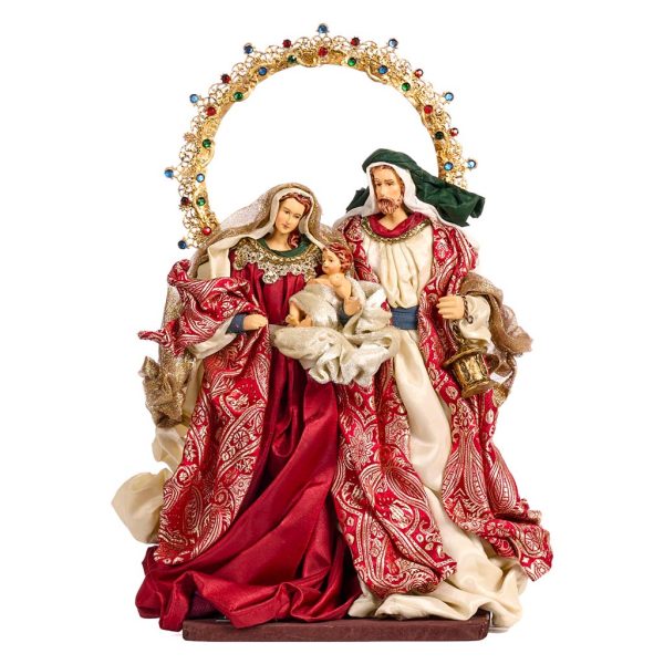Goodwill Christmas Decorative Items Fabric Holy Family On Base Tabletop Red Cream Gold Z 40506