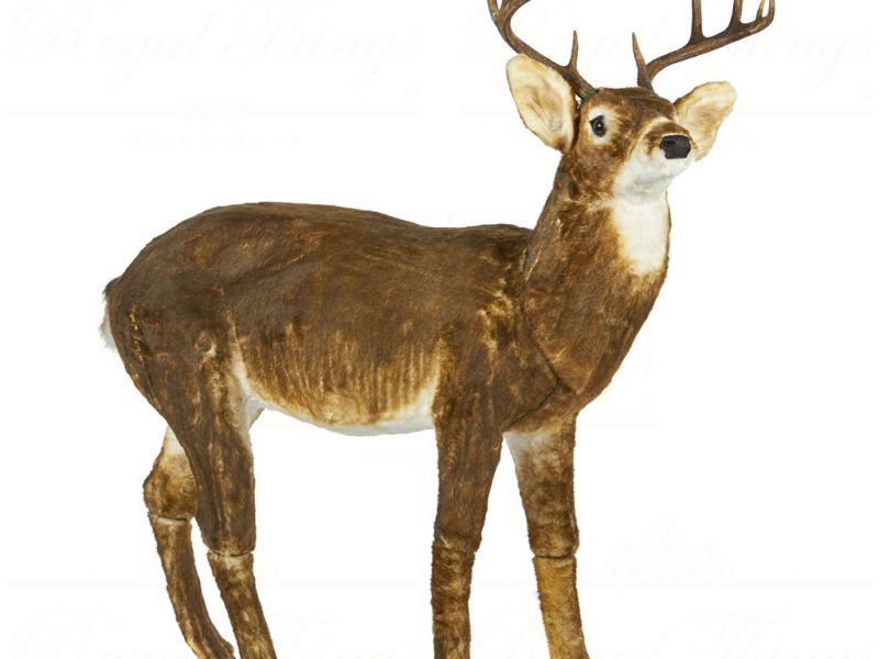 Goodwill Christmas Decorative Items Furry Deer Brown White La 10003