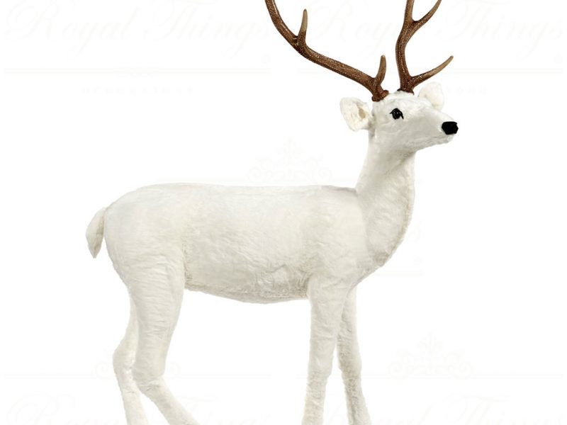 Goodwill Christmas Decorative Items Furry Deer White La10054