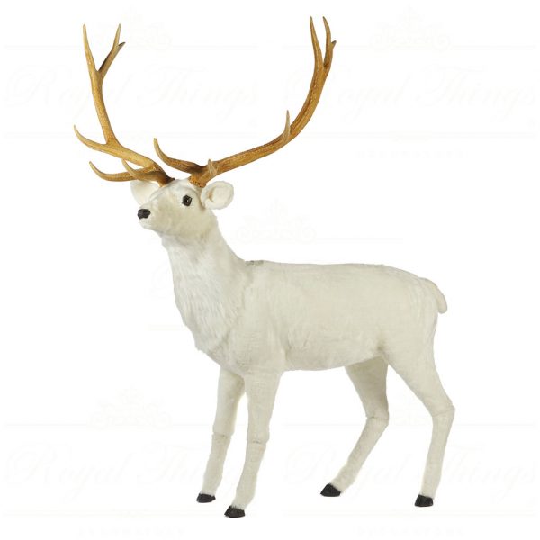 Goodwill Christmas Decorative Items Furry Deer White Brown La 10000