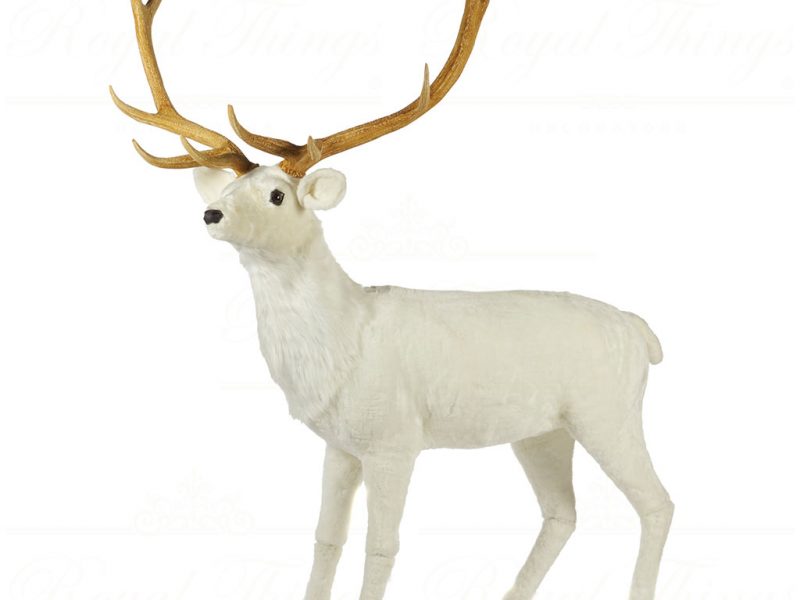 Goodwill Christmas Decorative Items Furry Deer White Brown La 10000