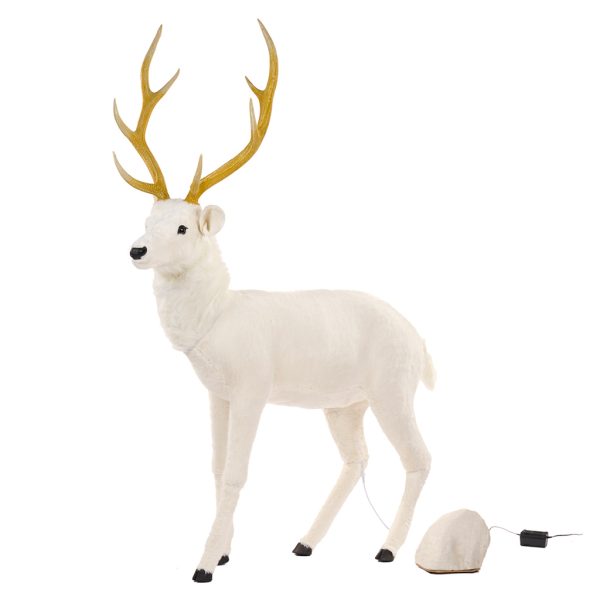 Goodwill Christmas Decorative Items Furry Music Motion Deer White Black Brown La 10151