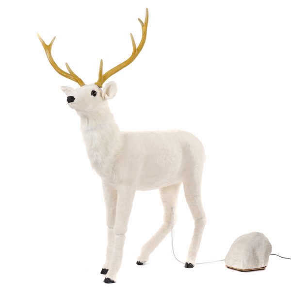 Goodwill Christmas Decorative Items Furry Music Motion Deer White Black Brown La 10156