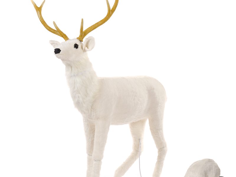 Goodwill Christmas Decorative Items Furry Music Motion Deer White Black Brown La 10156