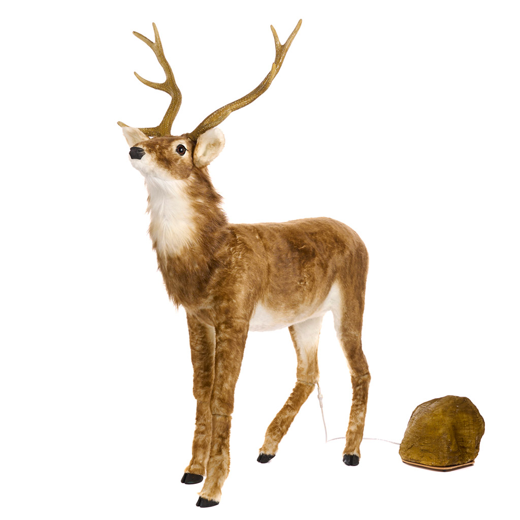 goodwill christmas decorative items furry music motion head down deer brown cream black LA 10150 Goodwill Christmas Decorative Items Furry Music Motion Head Down Deer Brown Cream Black La 10150
