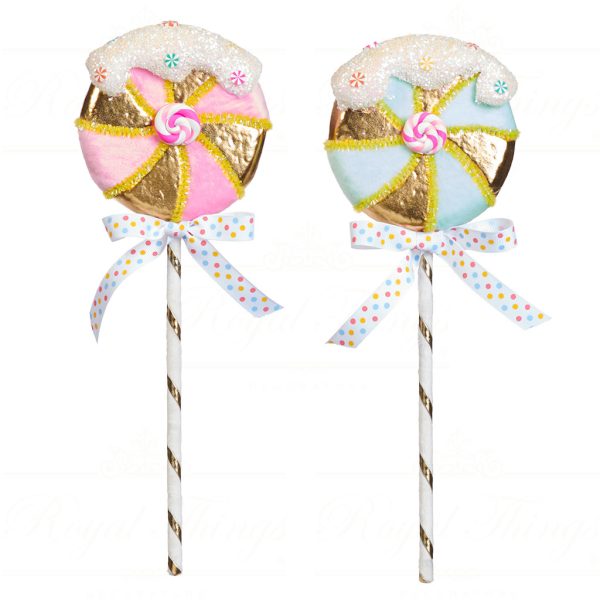 Goodwill Christmas Decorative Items Glitter Lollipop Display Gold White Pink Blue T 79120
