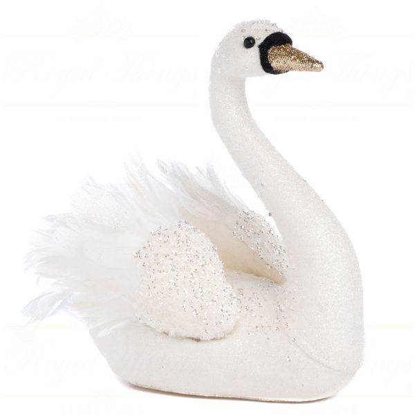Goodwill Christmas Decorative Items Glitter Plume Swan White Black T 79002