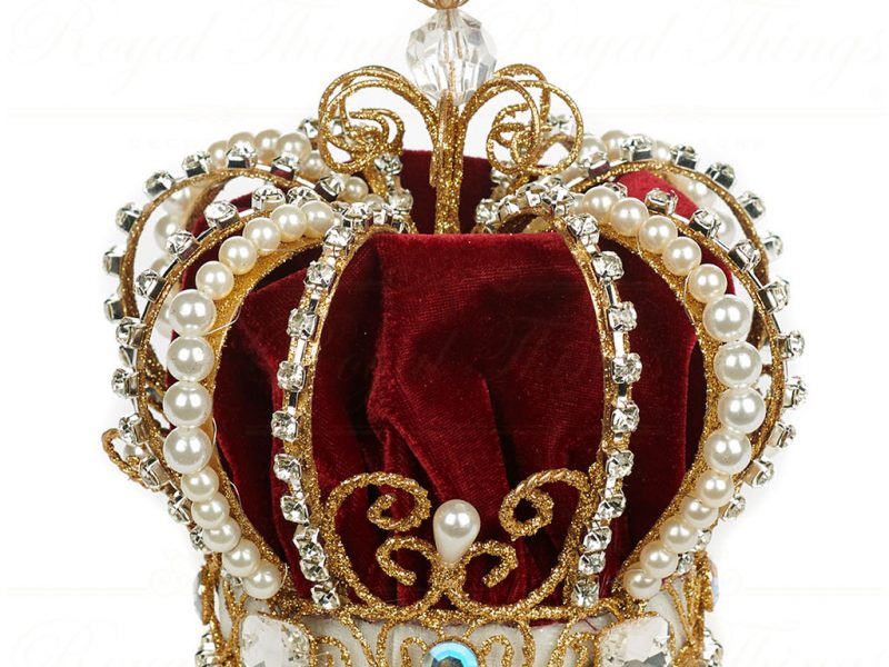 Goodwill Christmas Decorative Items Gold Red Wire Fabric Jewel Crown Tree Topper Mo 92525