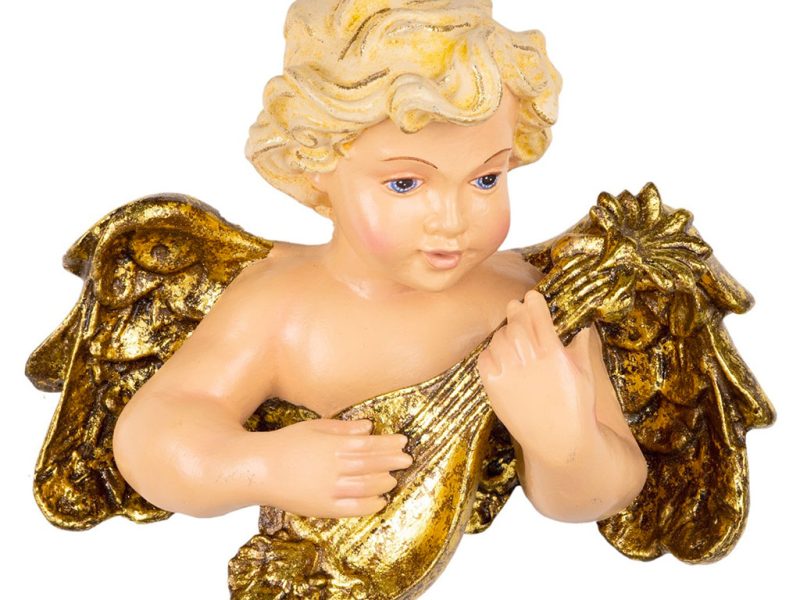 Goodwill Christmas Decorative Items Heavenly Music Cherub With Lyre Wall Display Brown Gold B 89651
