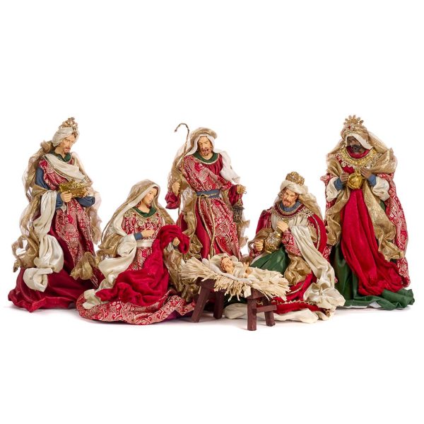 Goodwill Christmas Decorative Items Holy Family Tabletop Red Cream Gold Z 40509
