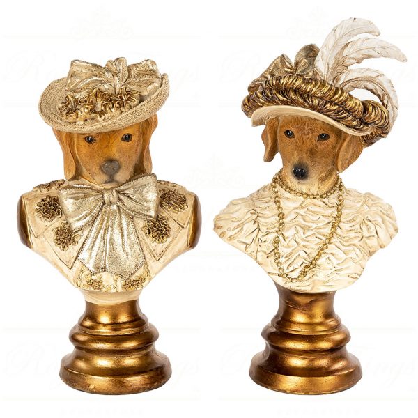 Goodwill Christmas Decorative Items Lady Dog Bust Gold Cream Mc 37042