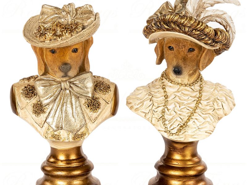 Goodwill Christmas Decorative Items Lady Dog Bust Gold Cream Mc 37042