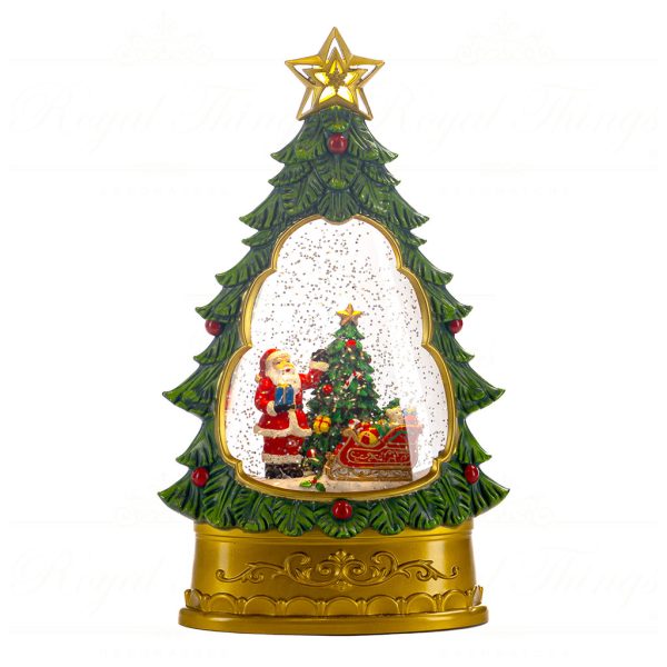 Goodwill Christmas Decorative Items Led Christmas Tree With Santa Inside Gold Green Red Mc 19957