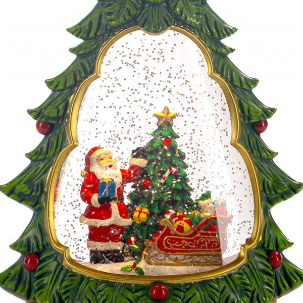 Goodwill Christmas Decorative Items Led Christmas Tree With Santa Inside Gold Green Red Mc 19957 Closeup