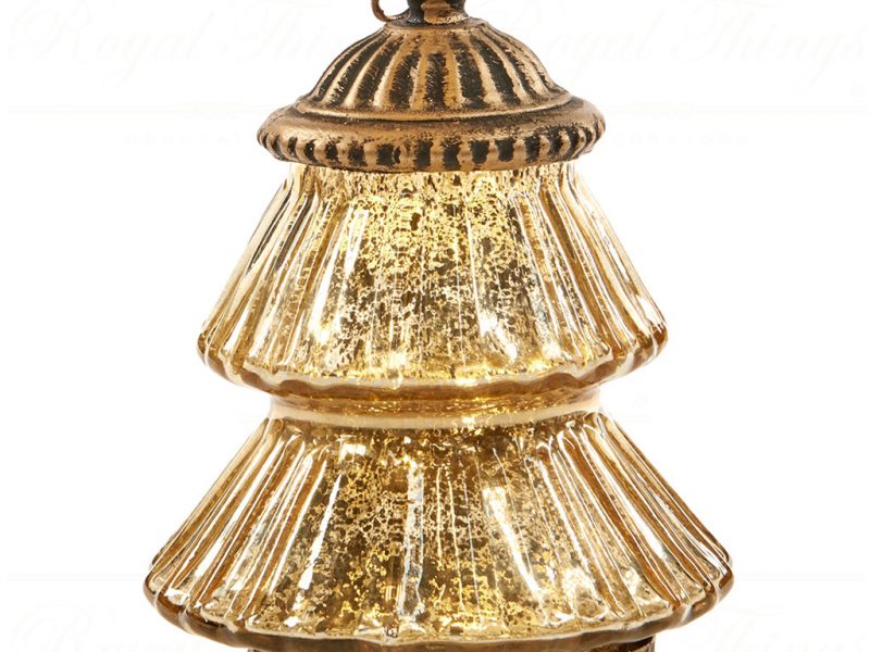 Goodwill Christmas Decorative Items Led Glass Tree Lantern Gold Fi 10543