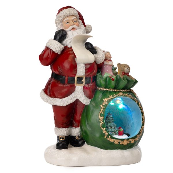 Goodwill Christmas Decorative Items Led Music Motion Santa With Bag Tabletop Red Green Gold D 44161