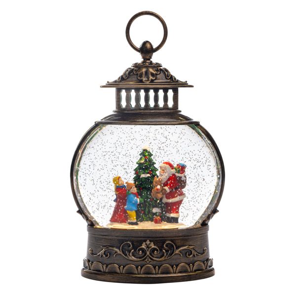 Goodwill Christmas Decorative Items Led Santa With Tree Scene Lantern Snow Globe Red Green Gold Mc 19918