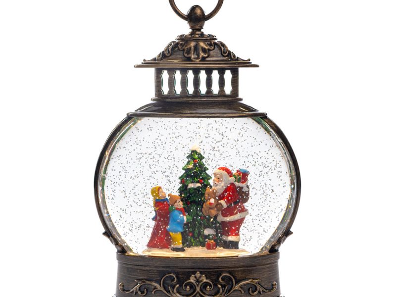 Goodwill Christmas Decorative Items Led Santa With Tree Scene Lantern Snow Globe Red Green Gold Mc 19918