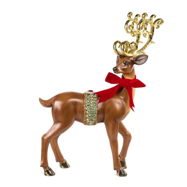 Goodwill Christmas Decorative Items Led Standing Deer With Bow Tabletop Brown Gold D 43333