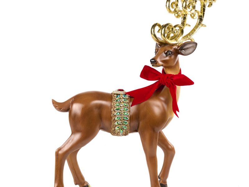 Goodwill Christmas Decorative Items Led Standing Deer With Bow Tabletop Brown Gold D 43333