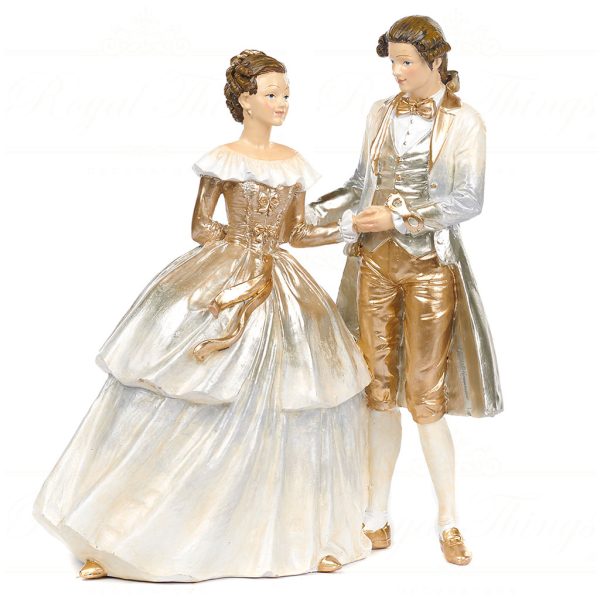 Goodwill Christmas Decorative Items Masquerade Couple Cream Gold Silver Mc 38033