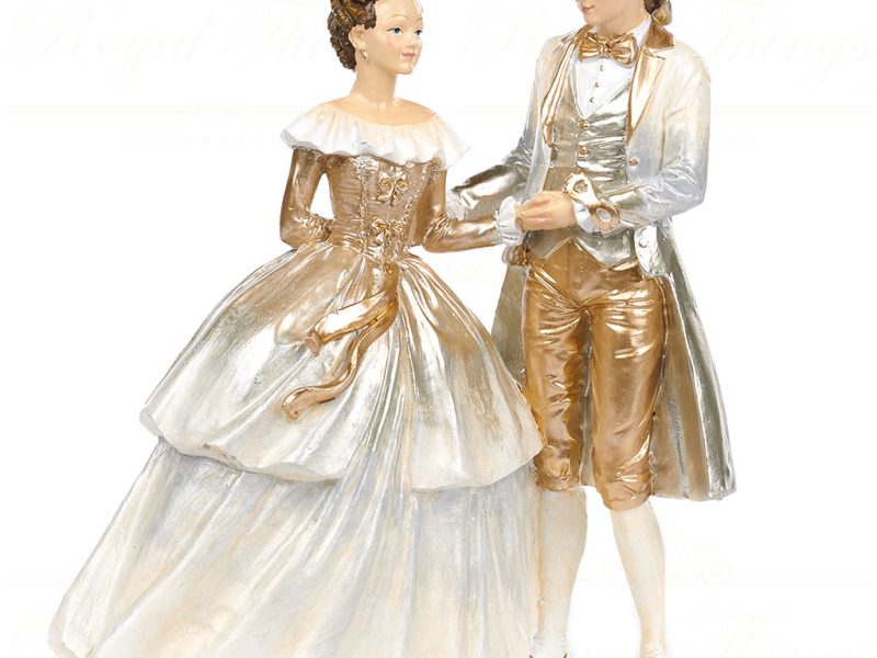Goodwill Christmas Decorative Items Masquerade Couple Cream Gold Silver Mc 38033