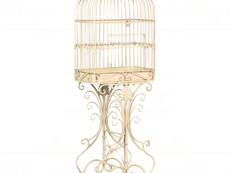Goodwill Christmas Decorative Items Metal Birdcage On Stand White Bm 99106