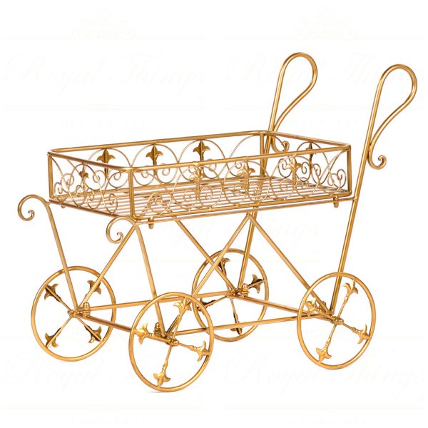 Goodwill Christmas Decorative Items Metal Flower Shopping Cart Gold Bm 99108