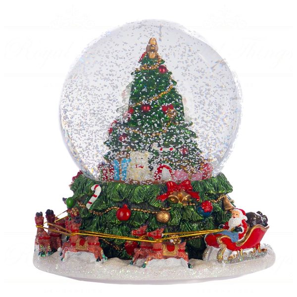 Goodwill Christmas Decorative Items Music Xmas Tree Snow Globe Green Red Multi Mc 19963