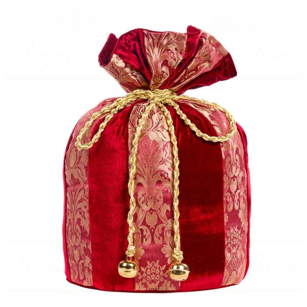 Goodwill Christmas Decorative Items New 2024 Brocade Gift Bag Red Gold J 59007