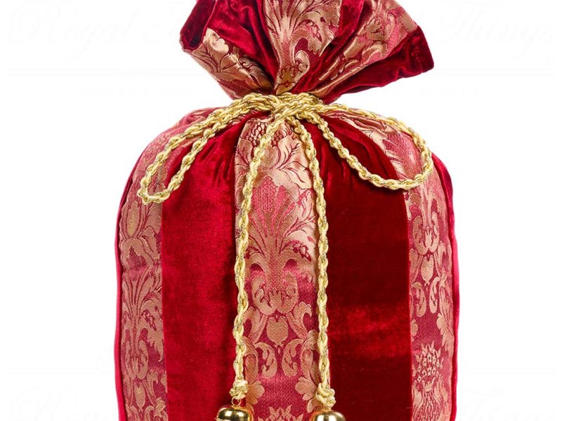 Goodwill Christmas Decorative Items New 2024 Brocade Gift Bag Red Gold J 59007