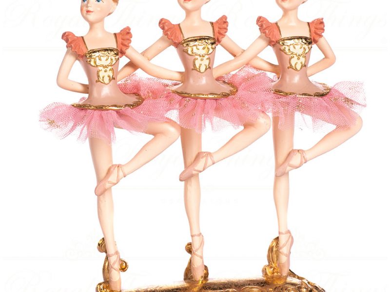 Goodwill Christmas Decorative Items Row Of 3 Dancing Ballerinas Pink Gold D 45481
