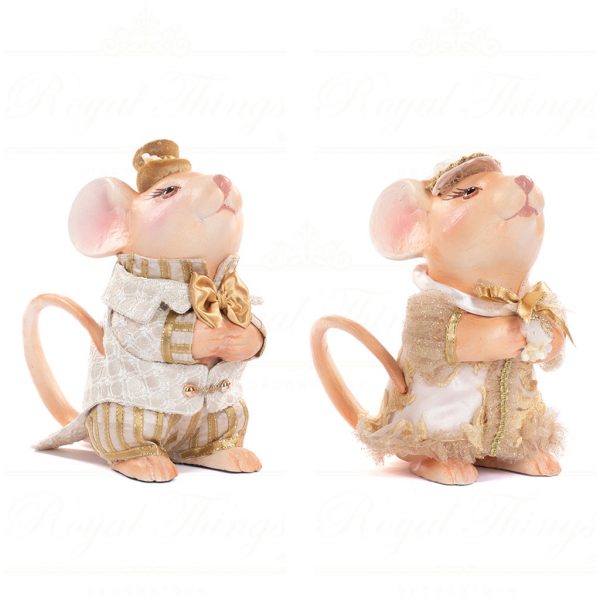 Goodwill Christmas Decorative Items Willow Woods Lady And Gentleman Mouse Cream Gold B 90058