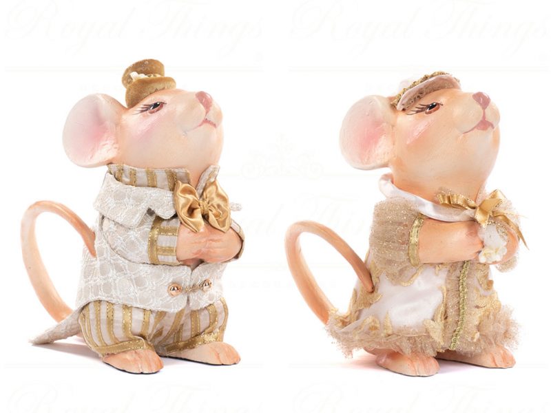 Goodwill Christmas Decorative Items Willow Woods Lady And Gentleman Mouse Cream Gold B 90058