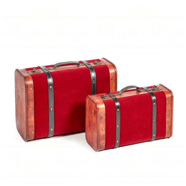 Goodwill Christmas Decorative Items Wood And Velvet Suitcase Box Red Brown K 10151