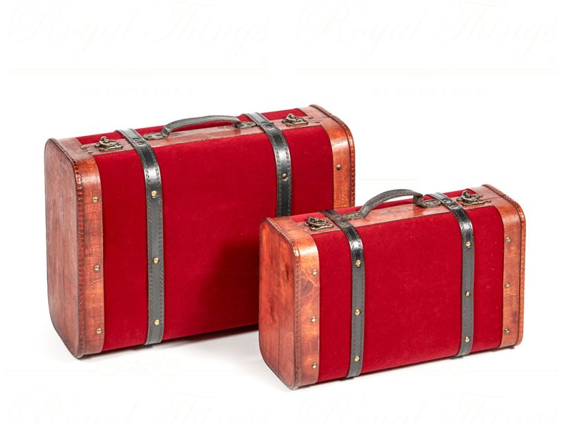 Goodwill Christmas Decorative Items Wood And Velvet Suitcase Box Red Brown K 10151