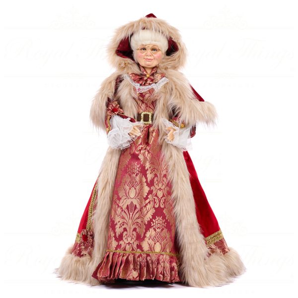 Goodwill Christmas Dolls North Pole Brocade Mrs Claus Doll Red Cream Beige J 59001
