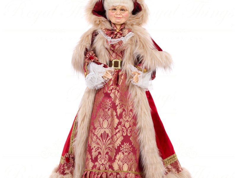 Goodwill Christmas Dolls North Pole Brocade Mrs Claus Doll Red Cream Beige J 59001